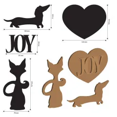 MDF Crafty Shapes Blanks - Furry Friends - Dog and Cat Silhouette