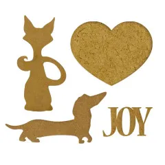 MDF Crafty Shapes Blanks - Furry Friends - Dog and Cat Silhouette