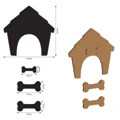 MDF Crafty Shapes Blanks - Furry Friends - Doghouse and Bones