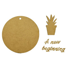 MDF Crafty Shapes Blanks - A New Beginning - Round Tag with Plant