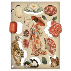 Colored Wooden Shapes - Oriental Garden