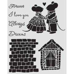 Stamperia Thick Stencil - Family - House and Mice