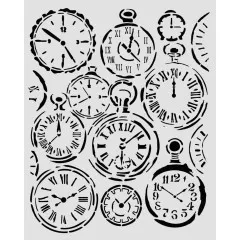 Stamperia Thick Stencil - Gardens of Time - Mixed Clocks by Antonis Tzanidakis