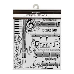 Stamperia Thick Stencil - Symphony - Violin by Sara Alcobendas