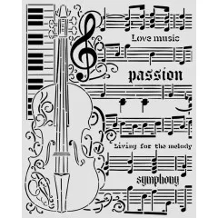 Stamperia Thick Stencil - Symphony - Violin by Sara Alcobendas