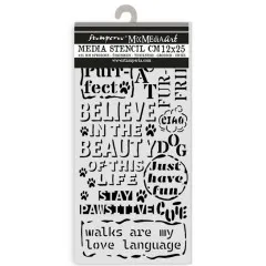Stamperia Thick Stencil - Furry Friends - Quotes Pattern