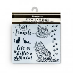 Stamperia Thick Stencil - Orchids and Cats - Best Friends