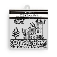 Stamperia Thick Stencil - Gear up for Christmas - Houses