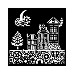 Stamperia Thick Stencil - Gear up for Christmas - Houses