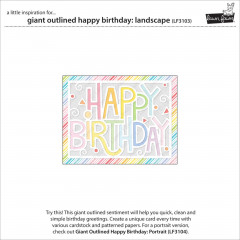 Lawn Cuts Custom Craft Dies - Giant Outlined Happy Birthday (Querformat)