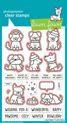 Passendes Stempelset zu Lawn Fawn Cozy Dogs mit Hunden und Texten
