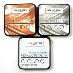 Lisa Horton Crafts - Alchemist's Mix Metallic & Pearl Ink Pads - Natural Pearl, Platinum, Rose Gold