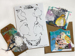 Dina Wakley Media Cling Stamps - Nested Birds