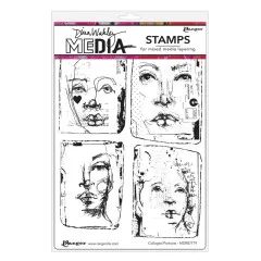 Dina Wakley Media Cling Stamps - Collaged Portraits