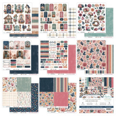 Bogenübersicht Cozy Days: Ausschneidebögen mit Häusern, Tags und Herbstsprüchen sowie Blumen-, Karo- und Streifenpapiere