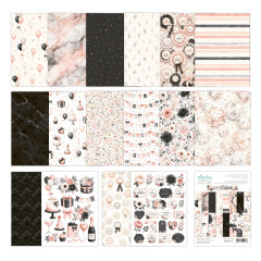 Alle Designs des 6x8 Add-On Pads Let's Celebrate: Ballons, Marmor, Streifen, Wimpel, Rosetten und Ausschneidebögen