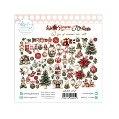 Alle 63 Stanzteile der Season-of-Joy-Kollektion im Überblick, u. a. Nussknacker, Schneekugeln und Weihnachtsbaum.