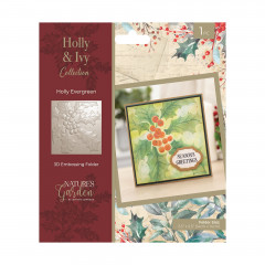 Embossing Folder - Holly & Ivy - Holly Evergreen