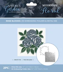 Midnight Floral - 3D Embossing Folder & Metal Die - Rose Blooms