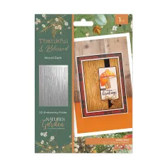 Embossing Folder - Thankful & Blessed - Wood Bark