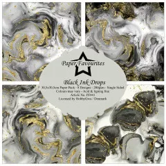 Paper Favourites - Black Ink Drops - 12x12 Paper Pack