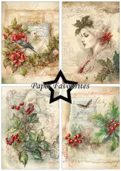 Paper Favourites - Vintage Holly - A5 Paper Pack