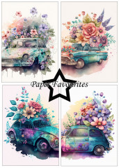 Paper Favourites - Floral Cars - A5 Paper Pack