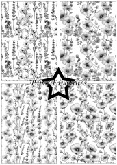 Paper Favourites - Black & White Floral - A5 Paper Pack