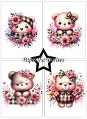 Paper Favourites - Bear With Flowers - A6 Paper Pack