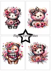 Paper Favourites - Bear With Flowers - A6 Paper Pack