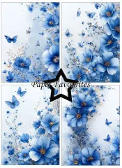 Paper Favourites - Blue Flowers - A6 Paper Pack