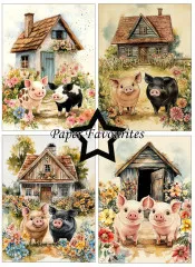 Paper Favourites - Happy Pigs - A6 Paper Pack