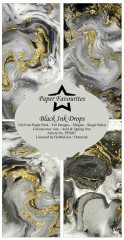 Paper Favourites - Black Ink Drops - Slim Paper Pack