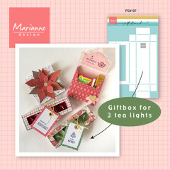 Anwendungsbeispiel der Tealight Box Schablone mit Teelichtern und Geschenken