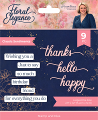 Clear Stamp & Cutting Die - Floral Elegance - Classic Sentiments