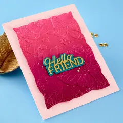 Spellbinders Etched Dies - Essentially Yours Sentiments - Layered Hello Friend