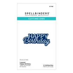 Spellbinders Etched Dies - Essentially Yours Sentiments - Layered Happy Birthday