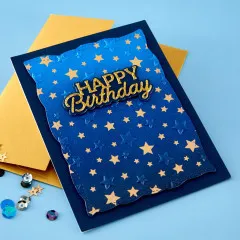 Spellbinders Etched Dies - Essentially Yours Sentiments - Layered Happy Birthday