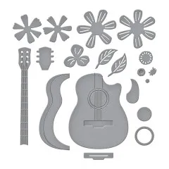 Spellbinders Etched Dies - Bibi's Musical Notes - Mini Guitar