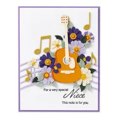 Spellbinders Etched Dies - Bibi's Musical Notes - Mini Guitar