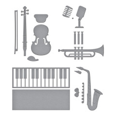 Spellbinders Etched Dies - Bibi's Musical Notes - Mini Musical Instruments