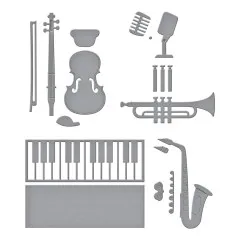 Spellbinders Etched Dies - Bibi's Musical Notes - Mini Musical Instruments
