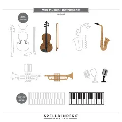 Spellbinders Etched Dies - Bibi's Musical Notes - Mini Musical Instruments