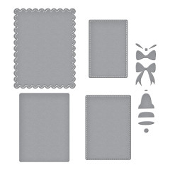 Spellbinders Etched Dies - All About Christmas - Bow & Bell Scallop Frame
