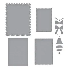 Spellbinders Etched Dies - All About Christmas - Bow & Bell Scallop Frame