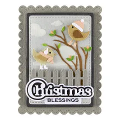 Spellbinders Etched Dies - All About Christmas - Bow & Bell Scallop Frame