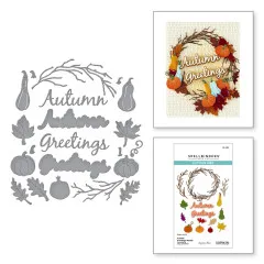 Spellbinders Etched Dies - Texture & Foliage - Autumn Greetings Wreath