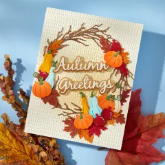 Spellbinders Etched Dies - Texture & Foliage - Autumn Greetings Wreath