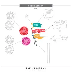 Spellbinders Etched Dies - Say Cheese Classic Mouse - Flags & Banners