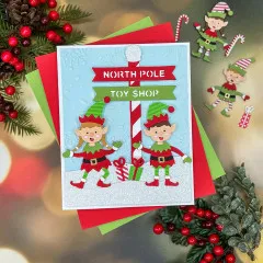 Spellbinders Etched Dies - Simon Hurley - North Pole Friends - Santa's Elves